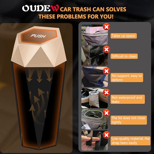 Image of Car Trash Can with Lid - 2-Pack, Interior Accessories for Vehicles, Leakproof Garbage Can with 30 Detachable Trash Bags, Multipurpose Organizers and Storage Solutions for Home and Office