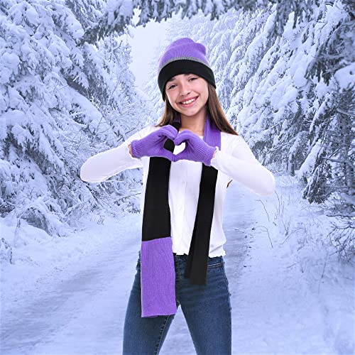SWAK Girls Hat,Scarf & Glove Set-Kids Cold Weather Winter Accessories-Childrens 3 Pc Beanie Set-Big Girls Hat Scarves & Glove4