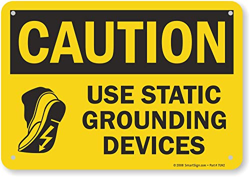 Panneau de signalisation en plastique Attention Use Static Ground Disvices Smartsign S-5027-PL-10