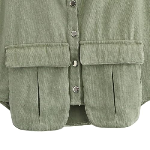 Denim Vest Women Button Down Polo Neck Cropped Loose Sleeveless Shirt Top Jean Jacket Coat with Pockets4