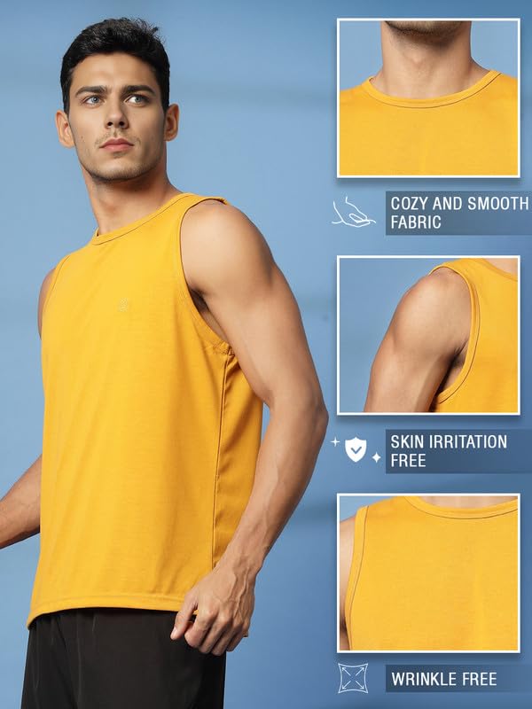 Image of CHKOKKO Tank Tops Sleeveless T-Shirt for Men Gym Wear Vest Solid Stylish Round Neck Running Sando for Sports Workout Fitness & Casual or Beach Wear