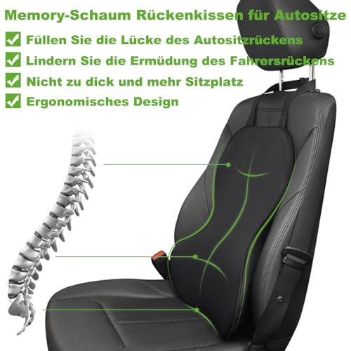 FOUNDCOOL Ergonomisches Lendenwirbelstützkissen, Rückenkissen aus Memory-Schaum für Autositze - Lendenkissen, Rückenstützkissen, Auto Lordosenstütze Kissen für Fahrer