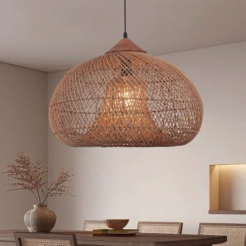 Lámparas Colgantes de Pared, focos de ratán, lámpara Colgante de Mimbre de 1 luz, Estilo rústico Industrial Bohemio, lámpara Colgante de Mimbre Tejido