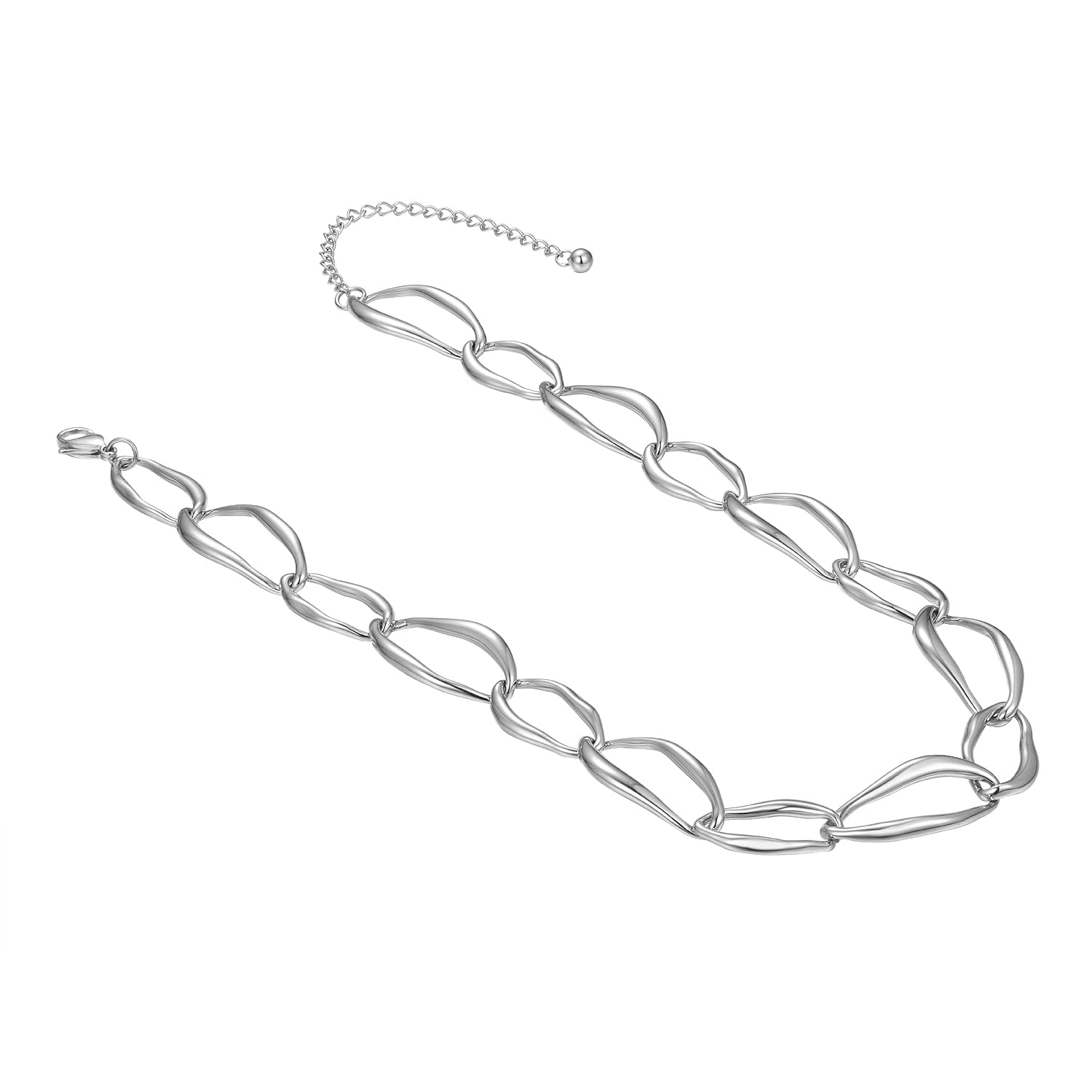 Schöner-SD Collana da donna in acciaio inox, con maglie larghe