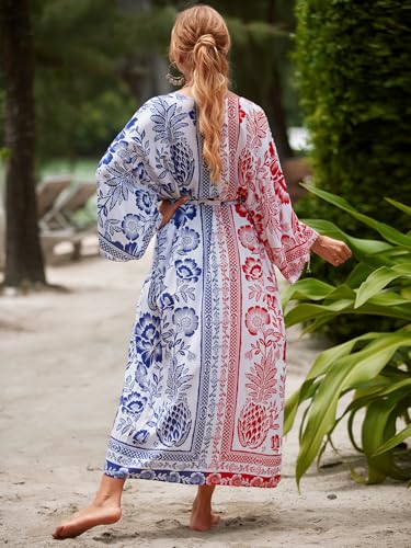 Image of IMAGEKOPE Kaftan for Women Plus Size Bathing Suit Cover up Batwing Dress Loose fit Moroccan Caftan mumu Dresses for Women