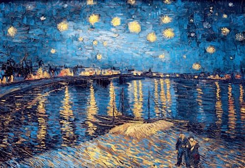 MISITU Puzzle 2000 Pièces pour Adultes, Van Gogh Nuit Étoilée sur Le Rhône, Puzzles pour et Enfants à Partir de 14 Ans