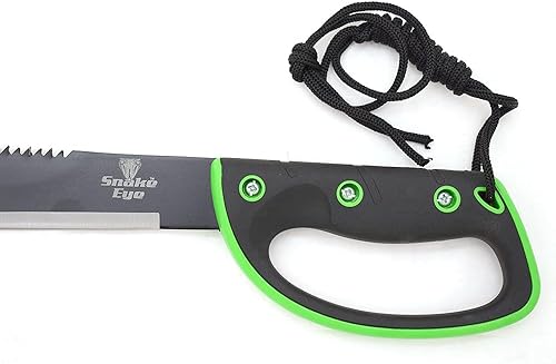 Miniatura 10 de Snake Eye Tactical Machete de hoja fija de espiga completa con funda al aire libre Caza Camping Pesca (BK-GN)