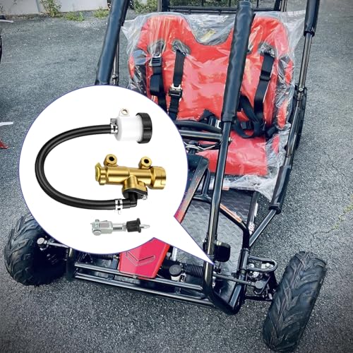 Image of KT196 Go Kart Brake Master Cylinder with Brake Caliper Pads Kit Replacement for Coleman 196cc 6.5hp Go Cart Powersports Parts Assembly Accessories Gold