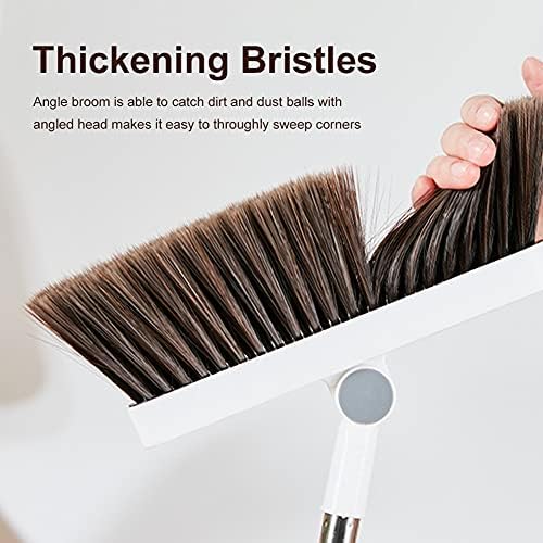 Yius Indoor Sweeping Broom, 13 inch Wide Floor Brush Soft Bristle Brush Sweeper with Detachable Long Handle and 180° Rotating Head, Perfect for Cleaning Bathroom Kitchen Office Lobby