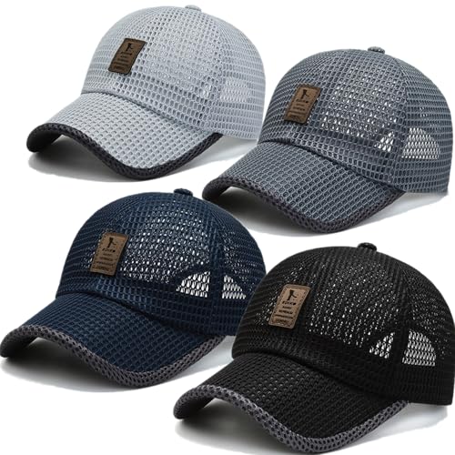 stablerice 4/6 Pieces Summer Mesh Baseball Cap for Men Women Men's Flat Cap Breathable Summer...