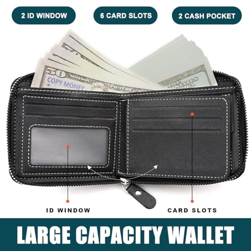 Mens Wallet, Front Pocket Bifold Wallet, Minimalist, Front Pocket, Large capacity multi-card slot vintage men's wallet-(BLACK)2
