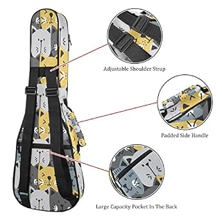Housse pour ukulélé avec motif tête de chat – Gris/jaune – Rembourrage en éponge de 10 mm d’épaisseur – 53,3 cm – Avec… - Les Beatles, Paul McCartney, John Lennon, RIngo Starr, George Harrison Housse pour ukulélé avec motif tête de chat - Gris/jaune - Rembourrage en éponge de 10 mm d'épaisseur - 53,3 cm - Avec… – Image 3