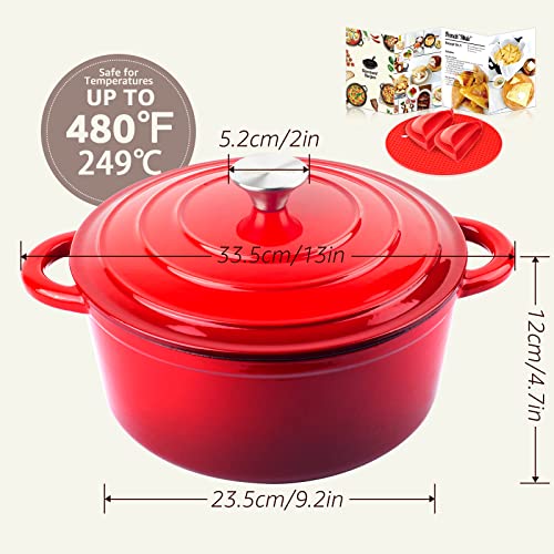 OVERMONT 26 cm Cocotte en Fonte Émaillée Four Hollandais Antiadhésive avec Couvercle Poignées e Recette – Image 6
