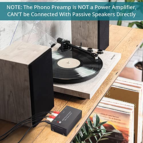 Ygitk Phono Preamp For Mm With Power Switch Turntable Mini Stereo Audio Hi-Fi Phonograph, Record Player Preamplifier,With 3.5Mm Headphone And Rca Output Include 6.35Mm Adapter And 12V Power Supply #TOP4