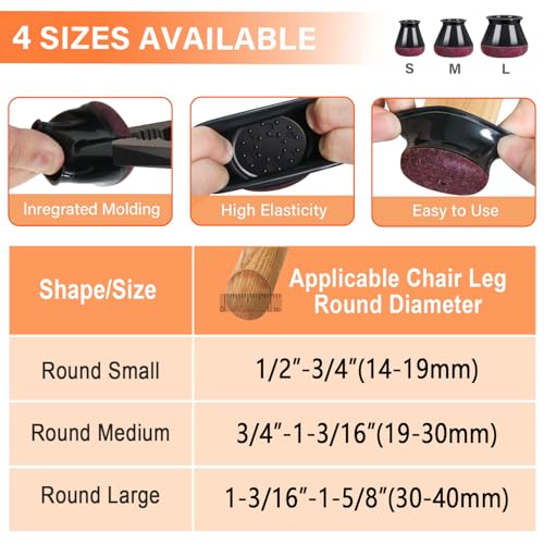 Image of 2023 New Leg Floor Protector Chair Sliders Rubber Protectors for Hardwood Floors Felt Furniture Pads Silicone Caps 32Pack Black Medium (Fit:0.81 inch-1.2 inch) | Chair Leg Protectors for Hardwood Floors Anti-Scratch Reduce Noise 32 Pack Black Round Medium Fit 3 /4 inch to 1-3 /16 inch (19-30mm)