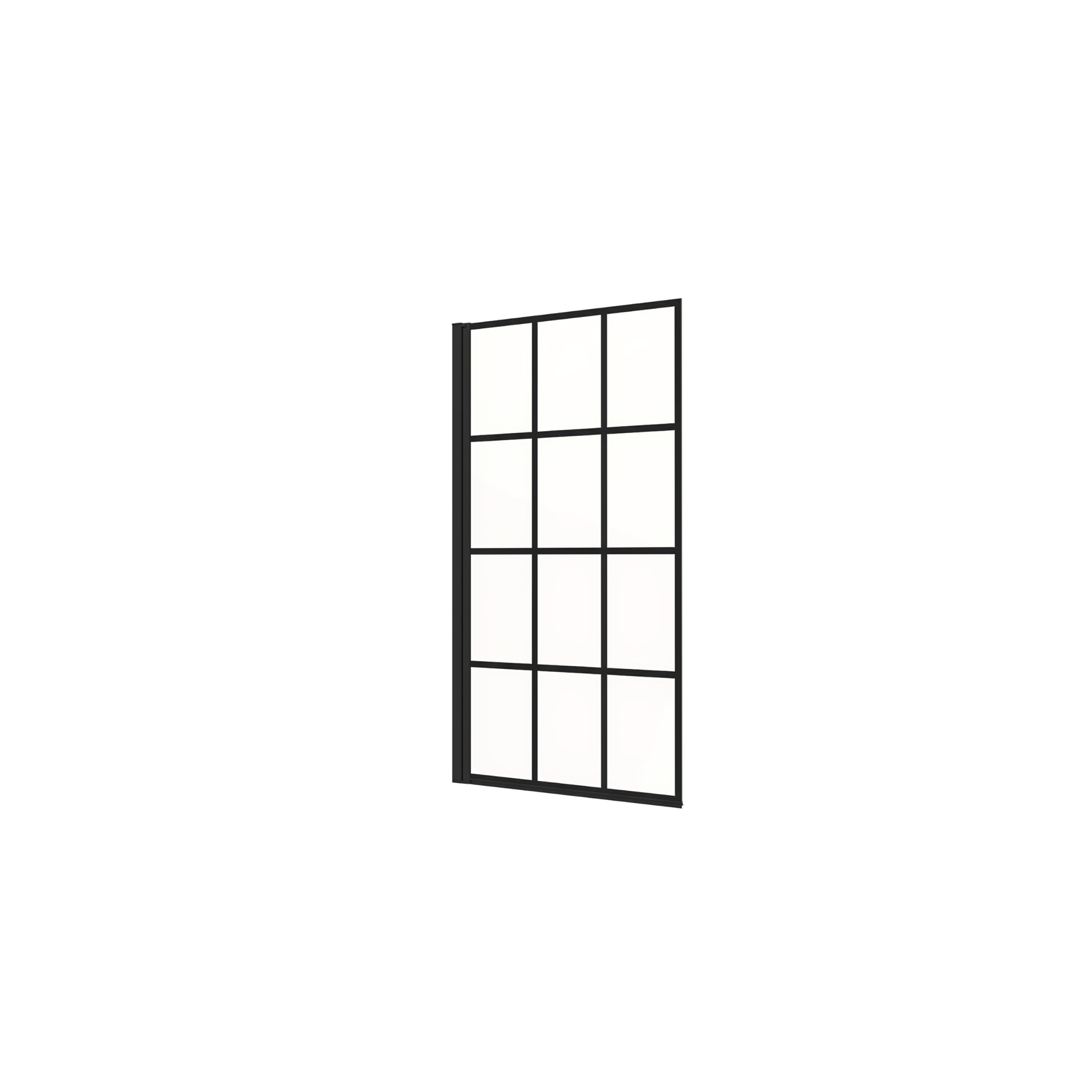 AICA Mampara de Bañera Serigrafiada de celosía cuadrada con Perfil Negro Mate Abatible 1 Hoja Cristal Templado 6mm Tamaño:(780-800) x1400mm