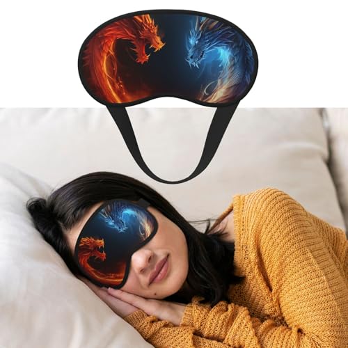 睡眠用アイマスク 通気性 遮光 睡眠マスク 火と氷 ドラゴン ナイト目隠し ソフト 快適 ナイトアイ スリープシェード カバー 男女兼用 ホームナップ用アイカバー