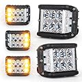 HOYUZA Side Shooter Pod Lights 4 Inch Dual Side Yellow Strobe LED Cube Lights for Farm Tractor Plow Truck ATV UTV 4x4