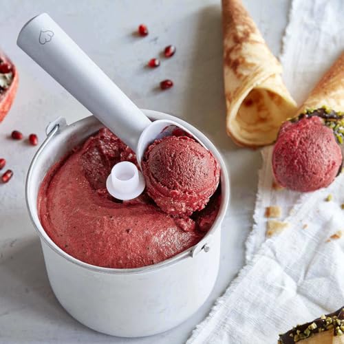 Elli 1.2 litre ice cream maker with self-cooling compressor, 135 watt, made of stainless steel with removable ice container, incl. recipe book (English language not guaranteed) (silvery)