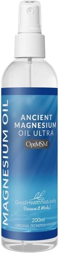 Ancient Magnesium Oil Ultra Plus OptiMSM Pain Relief Spray 200ml – for Sore Muscle Recovery, Tired Legs & Cramps, Headache, Joint & Body Ache – for Sleep, Relaxation & Immunity – Good Health Naturally