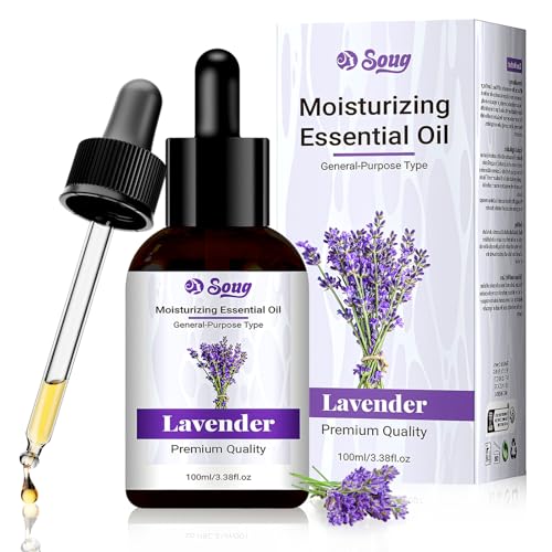 100ml Aceite Esencial de Lavanda,Aceite de Masaje con Esencia de Lavanda,Aceites Esenciales para Difusor de lavanda,Ideal para Masaje,SPA Baño,Aliviar el Estrés,Mejorar la Calidad del Sueño