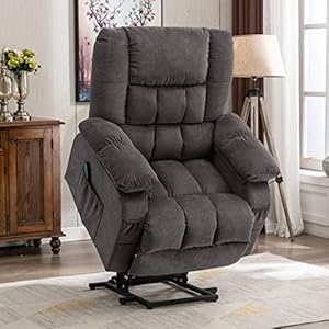 BOSMILLER Power Lift Recliner Chair Recliners for Elderly with Heat and Massage Recliner Chair for Living Room with Infinite Position and Side Pocket,USB Charge Port Grey