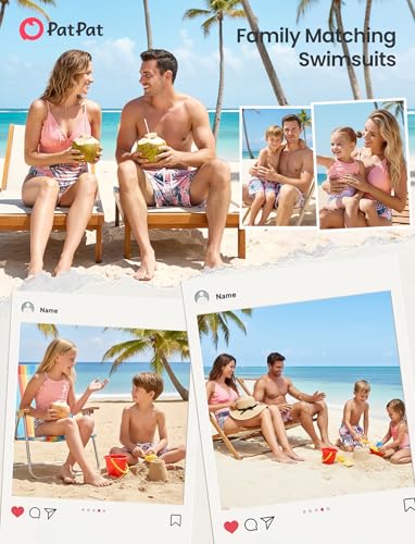 Image of PATPAT Mommy and Me Matching Swimsuit:One Piece V Neck Bathing Suits Leaves Printed Family Swimwear Matching Set