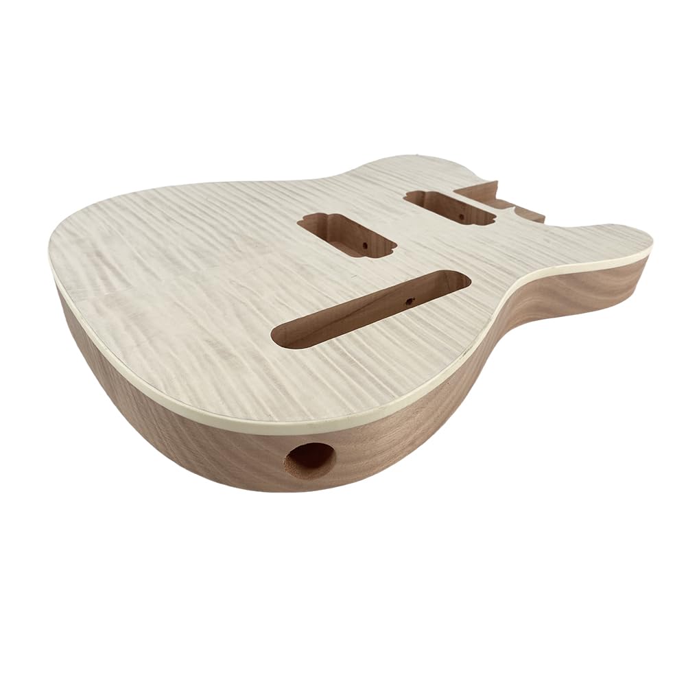 Yinfente Corpo per chitarra elettrica di ricambio in legno d'acero mogano per chitarra non finito, 64 cm