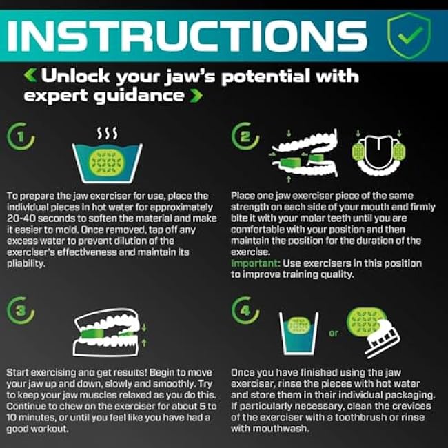 Jaw Exerciser for Men and Women - 2 pcs Powerful Jaw Trainer - Beginner 20 lb - Double Chin Reducer Eliminator - Silicone Toner Tablets - Face Neck Shaper and Strengthener Chewing Gum