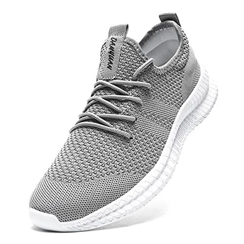 Tvtaop Damen Sneaker Laufschuhe Turnschuhe Tennis Schuhe rutschfest Leichtgewichts Atmungsaktiv Outdoor Fitness Jogging Sportschuhe Freizeitschuhe,Grau 38 EU
