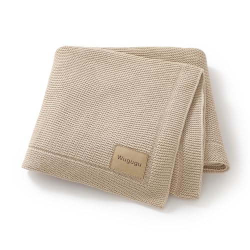 Image of Baby Blanket 30 x 40 Inch Soft Knit for Boys & Girls Cotton Nursery Swaddling Blankets Toddler Knitted Crochet Receiving Crib