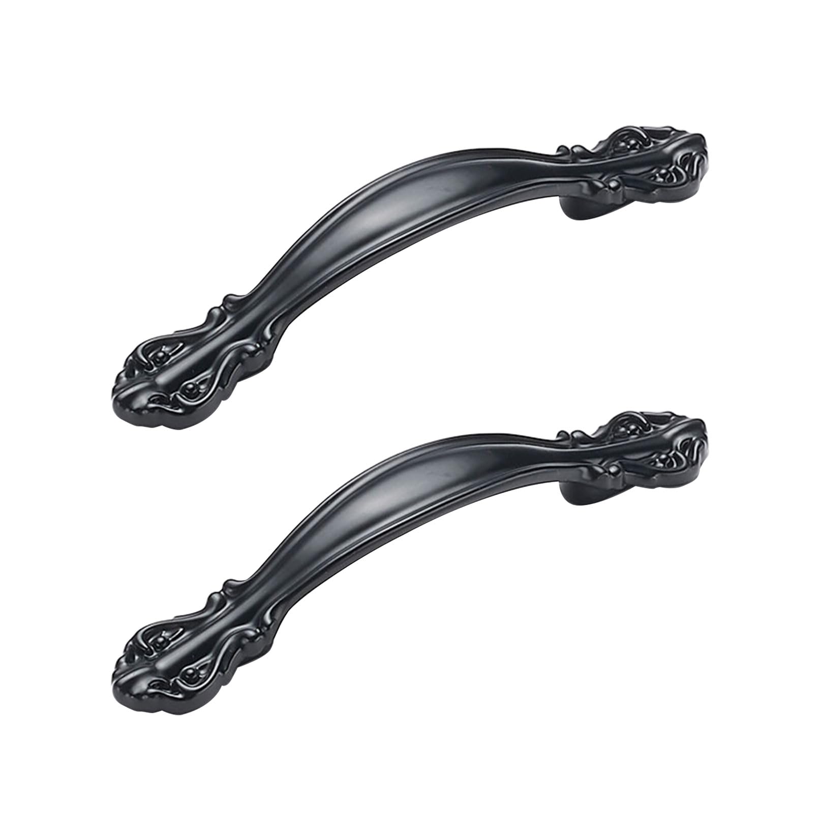 Szlxjmfl Black Drawer Handles 2 Pack Handle For Furniture Solid Zinc Alloy | Spray Painted Surface, Drawer Handles Hole Centers 64Mm Cupboard Handles Pulls Kitchen Door Handles 64Mm/2.5In