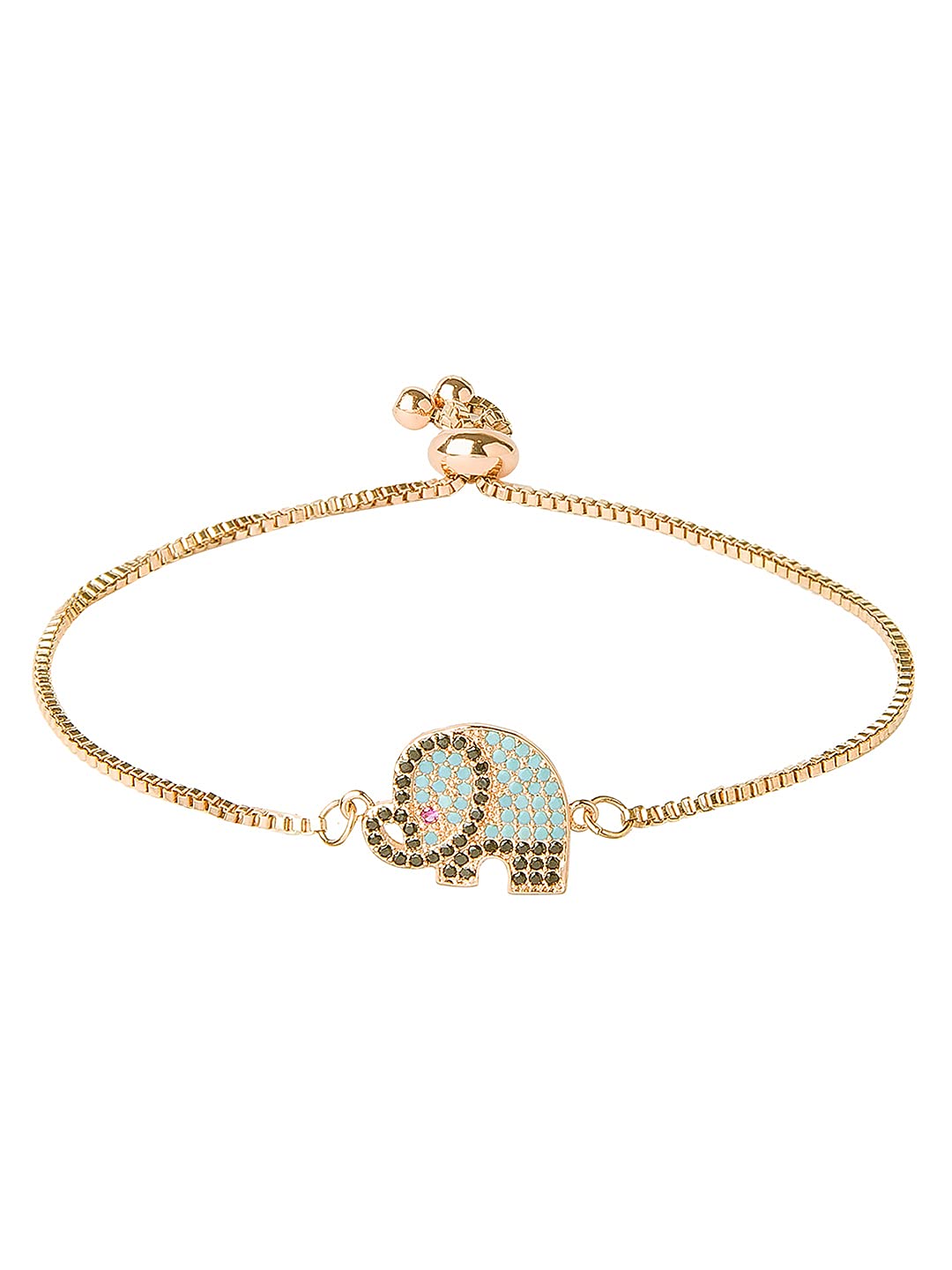 Moon Dust CZ Studded Gold Plated Stylish Elephant Charm Bracelet for Girls & Women MD_3243_G (B09GKKQ5K6) Amazon Price History, Amazon Price Tracker
