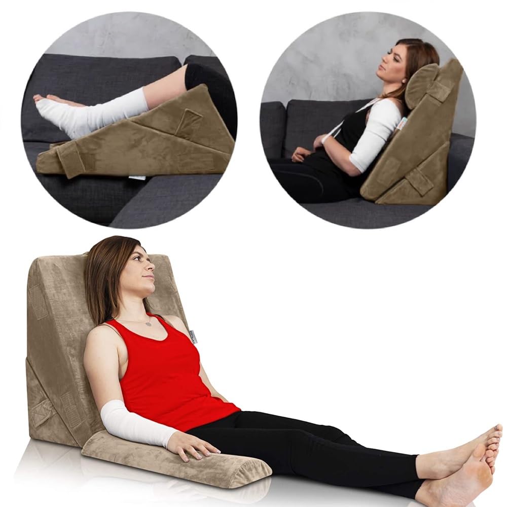 Grin Health Memory Foam Arthopedic Bed Wage Pillo Head with Head Rest Adjustable Veg Cushion, Acid Reflux, Nenticulture, GERD leg support, back support, pregnancy (Brown) Grin Health Memory Foam Arthopedic Bed Wage Pillo Head with Head Rest Adjustable Veg Cushion, Acid Reflux, Nenticulture, GERD leg support, back support, pregnancy (Brown)