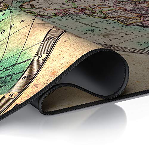 CSL – Tappetino per Mouse Oversize 900x400mm – Mousepad XXL con Stampa - Tappeto Extralarge – per precisione + velocità – per Mouse e Tastiera - Old Map