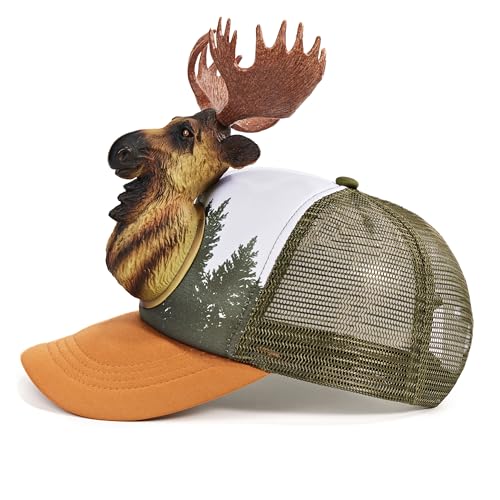 Image of Funny 3D Animal Trucker Hat, Adjustable Mesh Snapback Cap for Men & Women