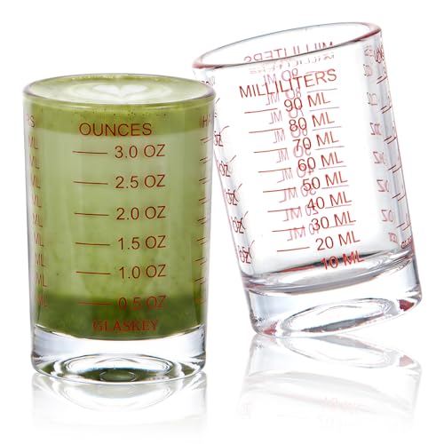 Set de 2 vasos medidores de vidrio 3 oz Rojo miniatura 1