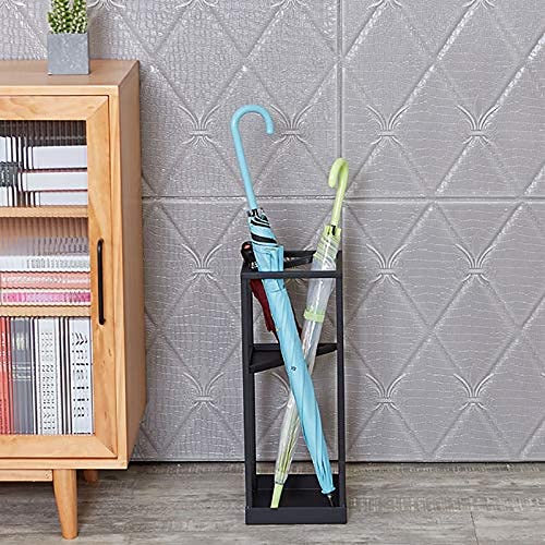 Soporte de paraguas de pie de hierro con diseño cuadrado elegante 4