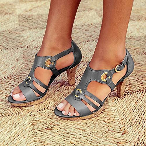 Fashion Ladies Elegant Buckle Strap Ankle Peep Toe High Heel Sandals Roman 2022 Summer Women'S Shoes2