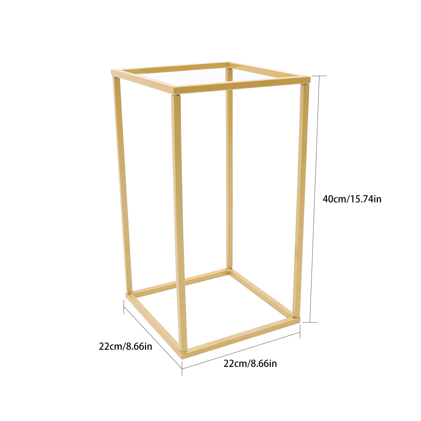 Ongniong Gold Flower Stand, Metal Wedding Flower Holder Rack, Geometric Table Floor Wedding Flower Display Column, Rectangular Wedding Centerpiece Stand for Party Ceremony Home Decor (15.7in-2pcs)
