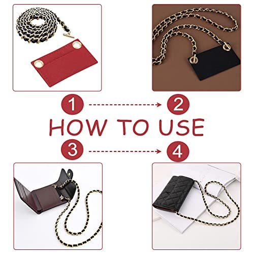 Pochette de conversion multi-poches rouge en feutre pour mini portefeuille - 6