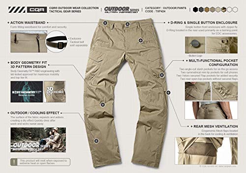 Cqr Men's Hiking Pants, Water Resistant Outdoor Pants, Lightweight Stretch Cargo/Straight Work Pants, Upf 50+ Outdoor Apparel, Driflex Cargo Utility Camo, 28W X 30L #TOP3