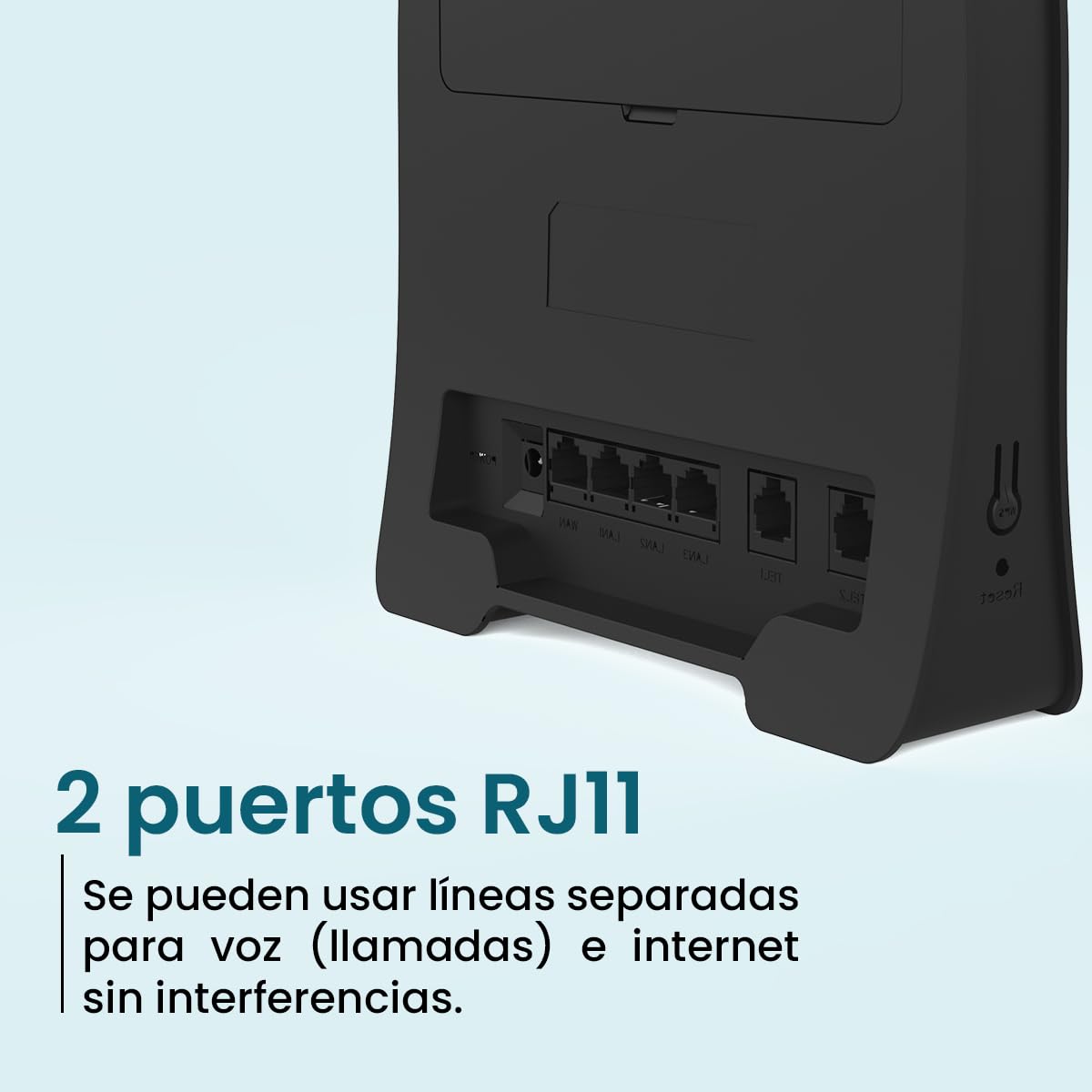 Router ADOC R45, 4G Cat 4, Velocidad de WiFi Superior a 300mbps, Compatible con FDD/TDD-LTE, UMTS, Edge/GPRS/gsm, Soporta Volte, 4 Puertos Ethernet LAN/WAN y 2 Puertos RJ11.