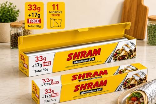 Image of Aluminium Foil | 11 Micron Food Grade Kitchen Foil Roll | Safe Paper Zigzag Cutter | Multipurpose Foil for Cooking, Baking, Wrapping & Food Storage (33 gm+ 17 gm Exttra Free /11 Micron)