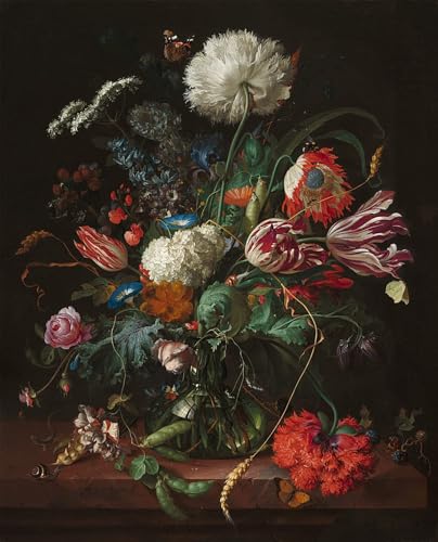 Impression sur toile Jan Davidsz De Heem tableau de fleurs abstrait pour la décoration du salon