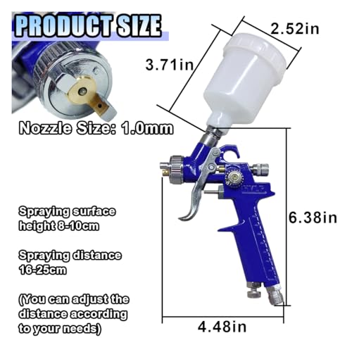 Image of BDZMC Mini HVLP Touch Up Spray Gun with 0.8 mm Nozzle (1.0) | 125 cc Cup Gravity Feed Air Paint Sprayer Spot Repair, Spray Paint Gun for Car Furniture Painting, Car Primer, Wall Painting