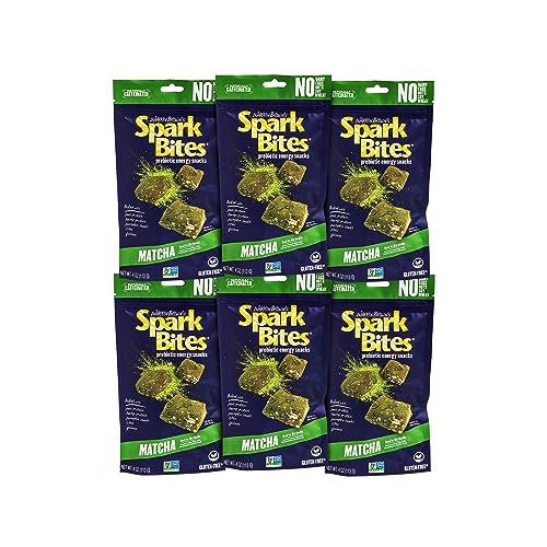 Spark Bites Matcha - Green Tea (Pack Of 6) Allergen Free Vegan Healthy Energy Snack - A Steady Release Of Wholesome Energy With None Of The Top 8 Allergens - Vegan, Non-Gmo, Gluten-Free