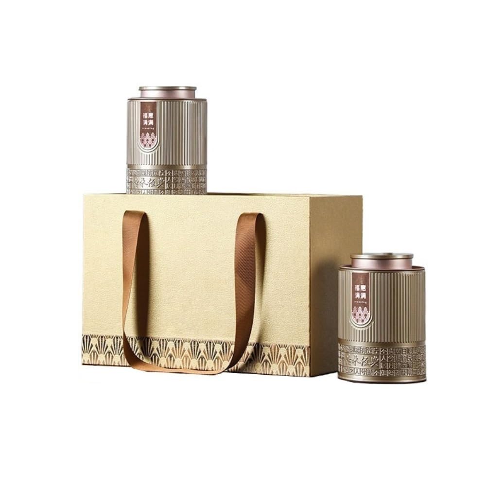Teeservice Bulk Tee Vorratsbehälter Dosen Weißblechdosen Lebensmitteldosen Versiegelte Dosen Retro Chinesisches Tee-Set Doppeldosen Geschenkbox Set Tee Vorratsglas (B)