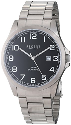 Preisvergleich Produktbild Regent Herren Analog Quarz Uhr mit Titan Armband 11090345