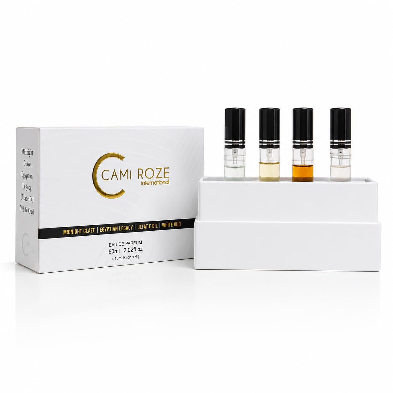 Discovery Set — Midnight Glaze, Egyptian Legacy, Ulfat E Dil & White Oud, 15ml Each | 60ml Eau de Parfum Gift Set-image-20
